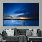 Blue Sunset Ocean Canvas Wall Art Print | Serene Coastal Horizon