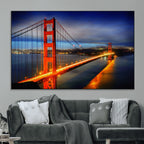 Large Wall Art San Francisco Canvas Print - Wonderful Golden Gate Bridge at Twilight