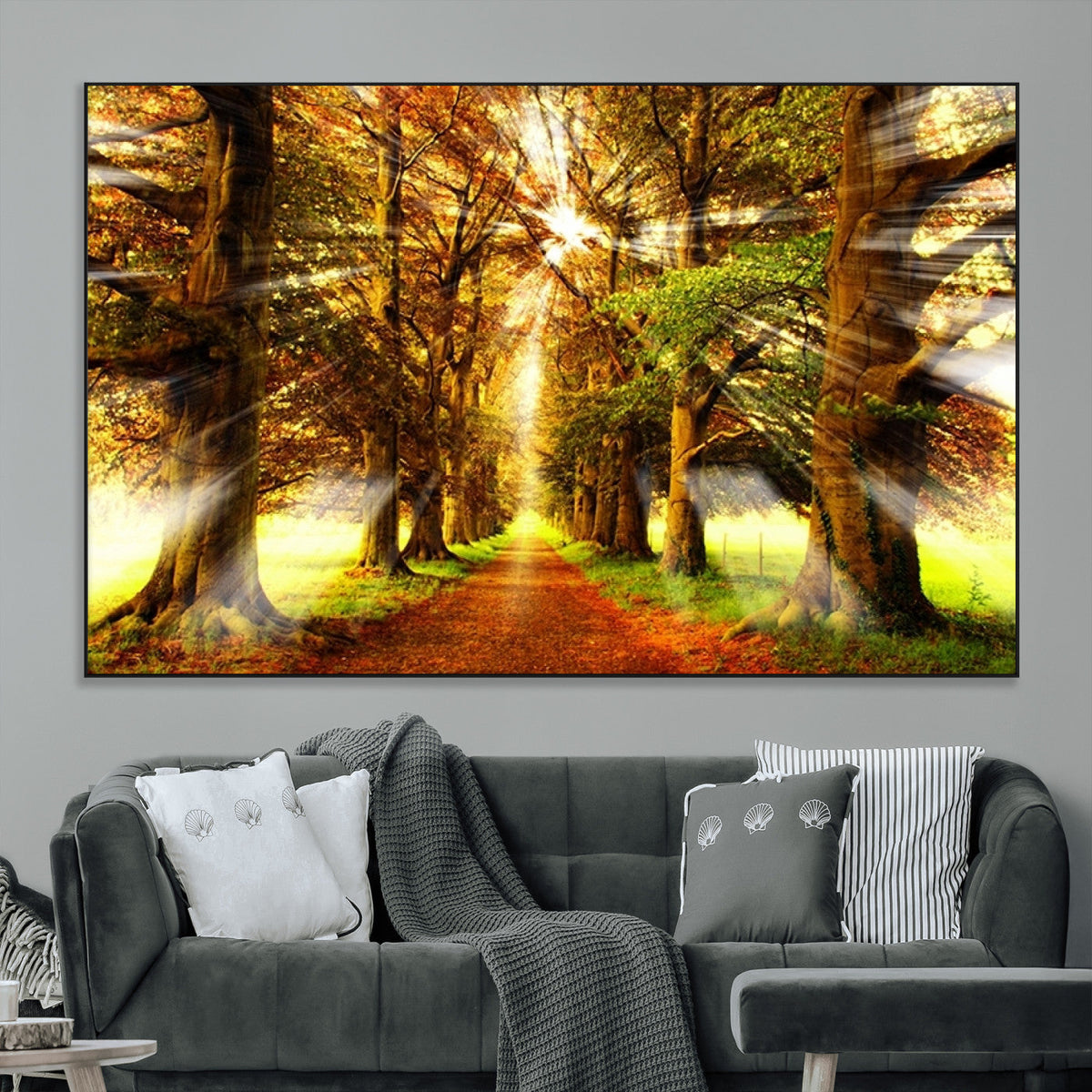 Sunshine in Forest and Trees Wall Art Canvas Print