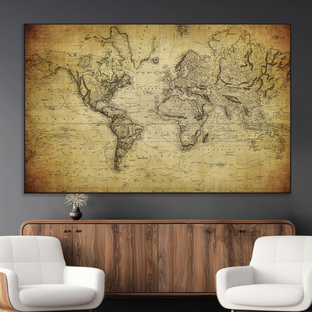 Push Pin World Map Canvas Print | Travel Tracker Wall Art