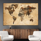 Push Pin World Map Canvas Print | Framed Travel Tracker Wall Art