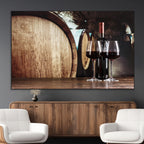 Wine and Barrel Wall Art Canvas Print