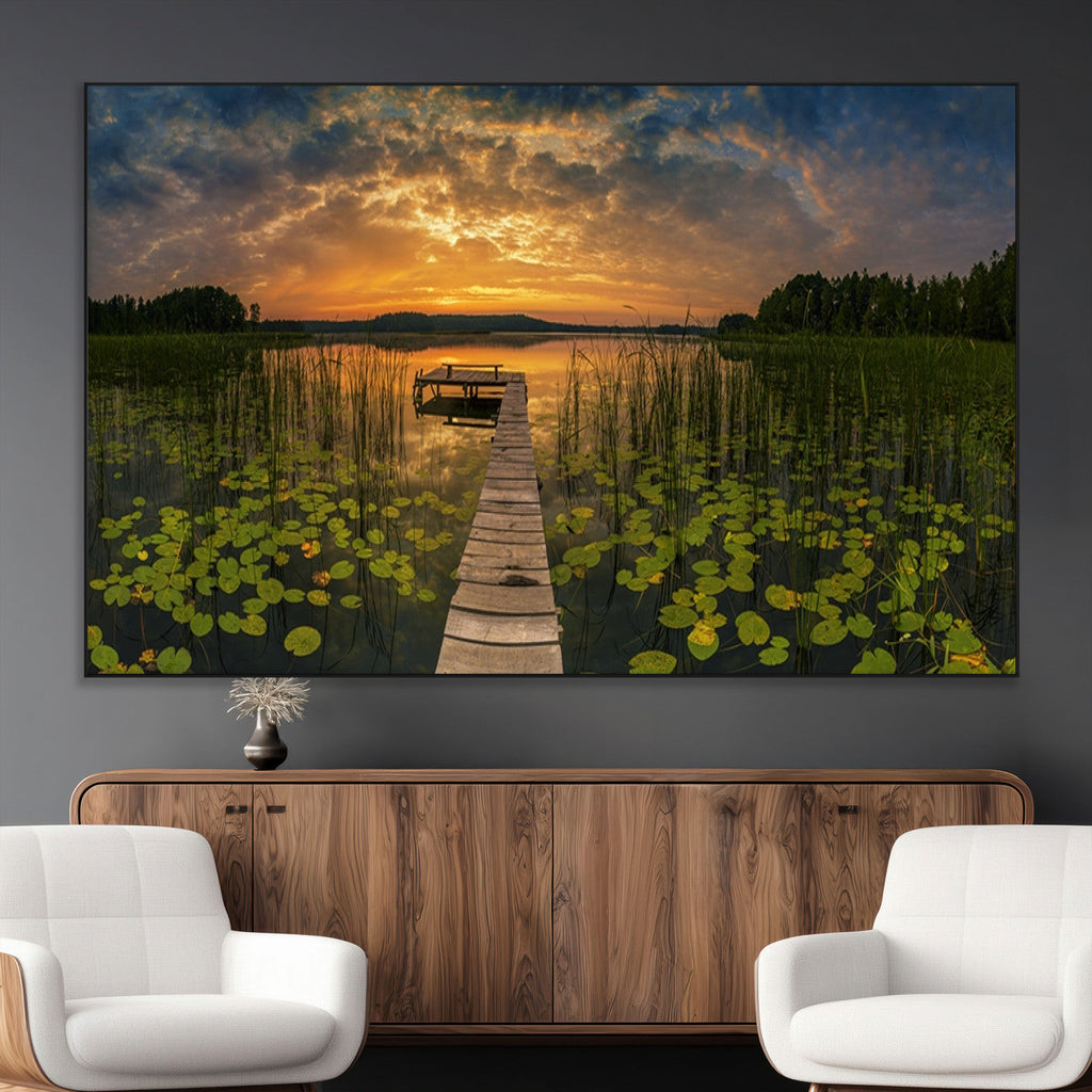 Lake and Flower Wall Art Canvas Print