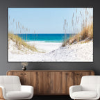 Serene Coastal Dune Path with Ocean View, 3-Panel Beach Canvas Wall Art