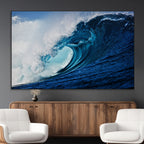 Ocean Wave at Sunset Canvas Art, Large Wall Print of Vibrant Water Waves