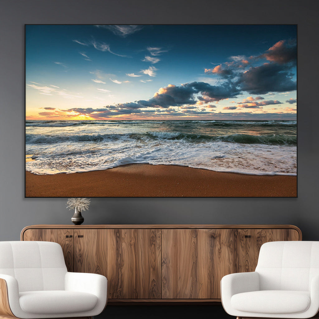 Ocean Beach Wall Art Canvas Print Sunset Artwork Print