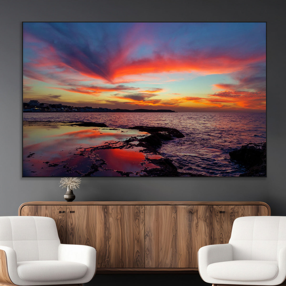 Glorious Sunset on The Beach Wall Art Canvas Print
