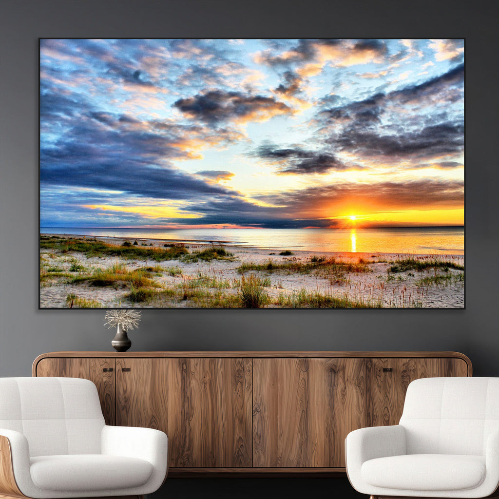 Sunset On The Ocean Wall Art Canvas Print
