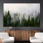 Forest Wall Art Canvas Print | Foggy Forest Wall Art | Pine Wood Forest Print