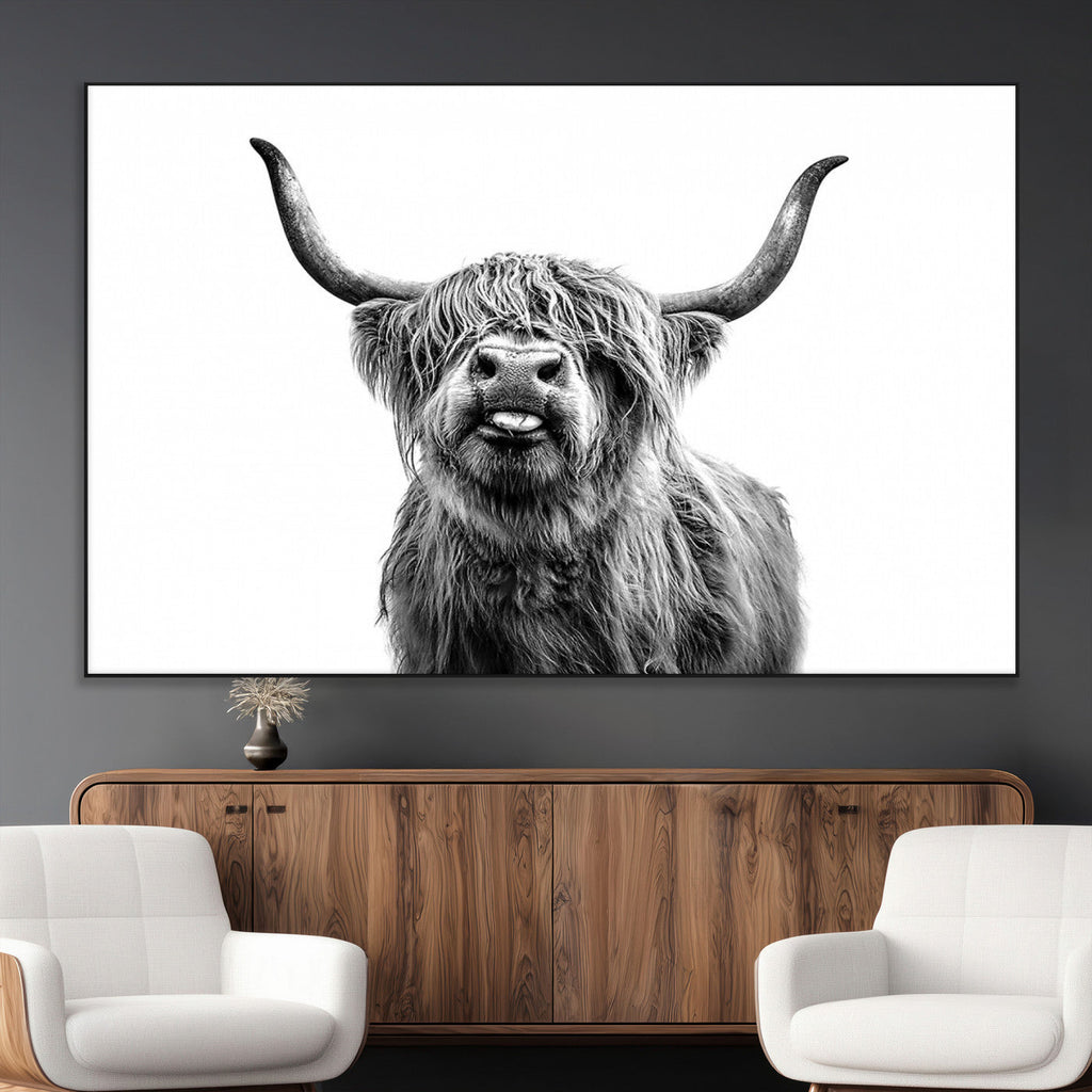 Fanny Scottish Highland Cow Cattle Art Print Farmhouse Wall Art Canvas Print