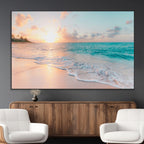 Beach Wall Art, Stunning Ocean Sunset Canvas Print with Coastal Design for Relaxing Home Decor
