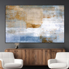 Blue Multi Panel Abstract Wall Art Canvas, Abstract Blue and Gold Canvas Print