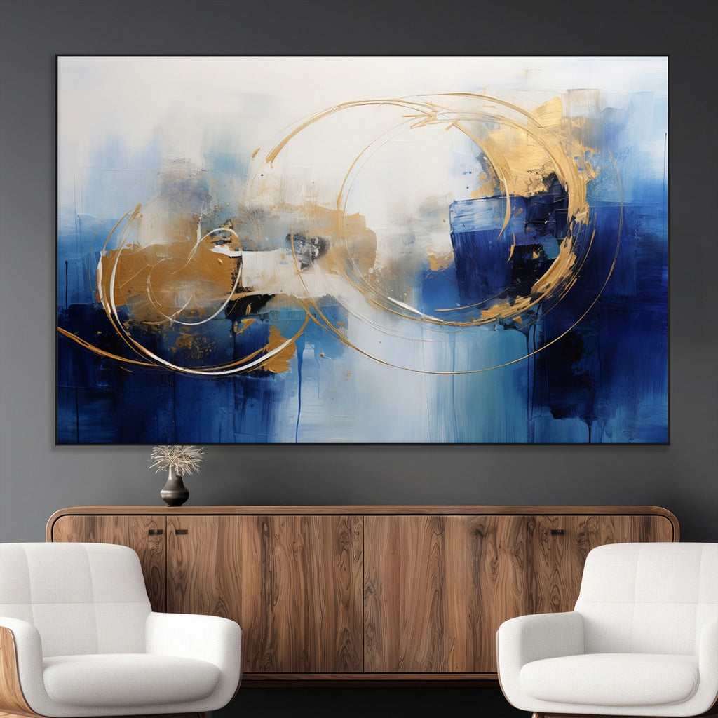 Navy Blue Abstract Wall Art Canvas Print