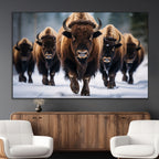 Buffalo Wall Art Canvas Print, American Bison Herd Wall Art