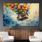 UP-Inspired Floating House with Balloons Canvas Art | Colorful Wall Decor