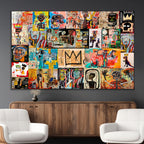 Abstract Art Collage Wall Art Canvas Print, Urban Graffiti Style