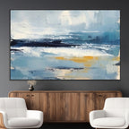 Abstract Ocean Canvas Wall Art - Coastal Blue and Gold