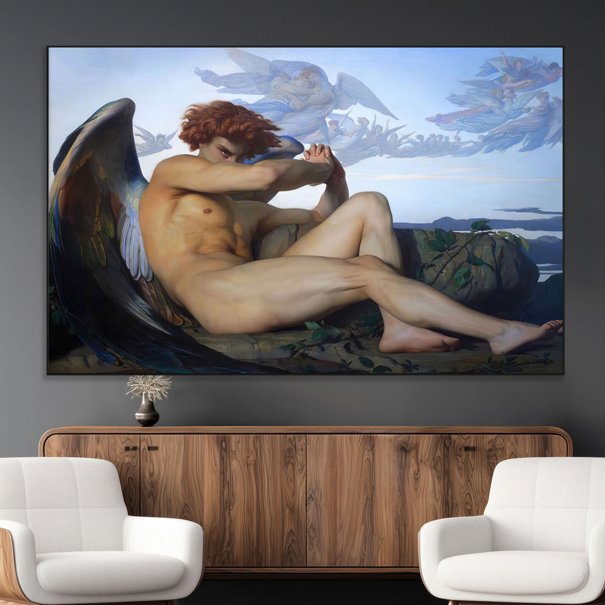 Fallen Angel Wall Art Canvas Print, Alexandre Cabanel Classic Art Reproduction