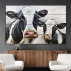 Vintage Baby and Mom Cattle Wall Art Canvas Print