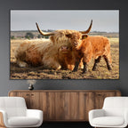 Highland Cow Canvas Wall Art Animal Print for Farm House Decor