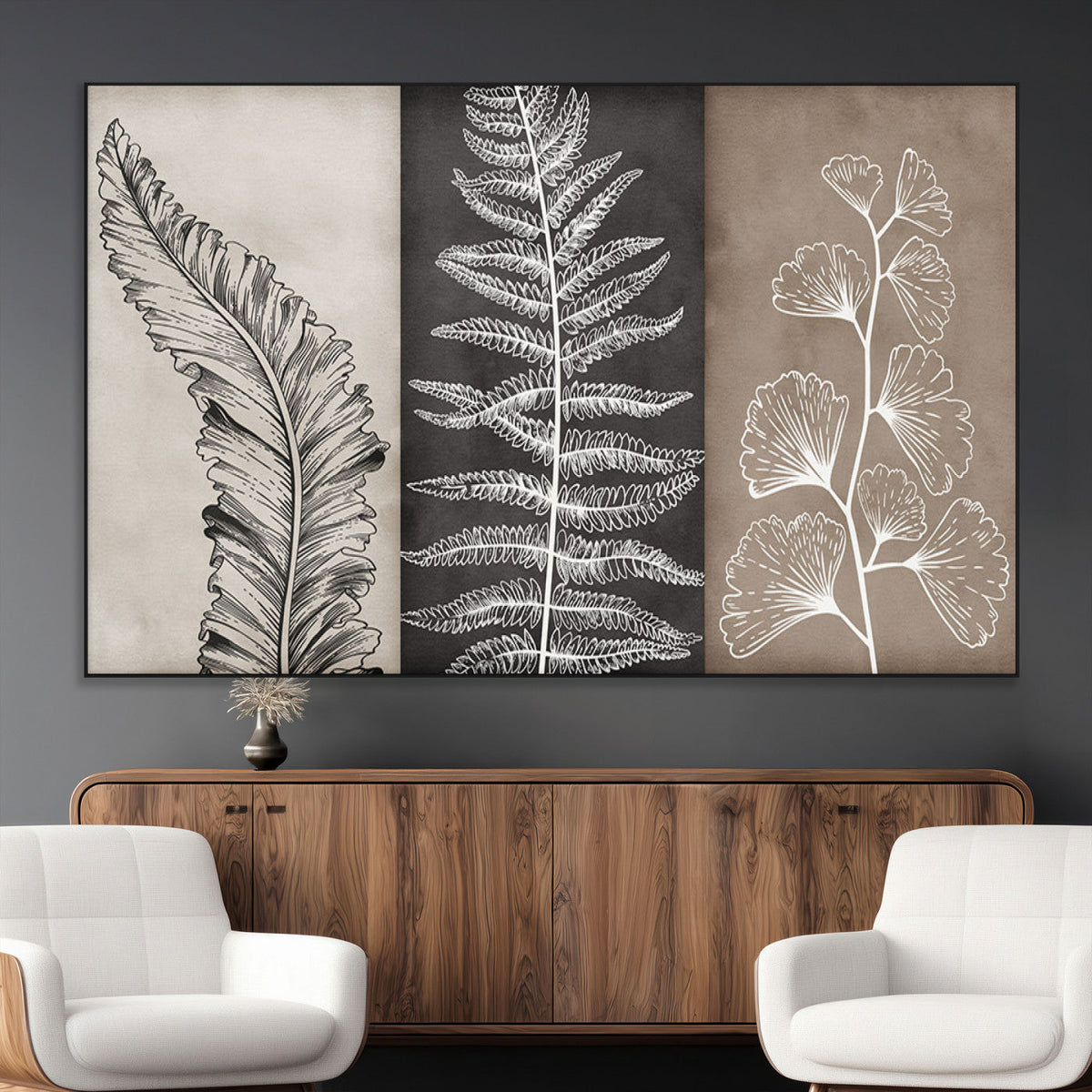 Minimalist Botanical Wall Art Canvas Print, Framed and Ready to Hang