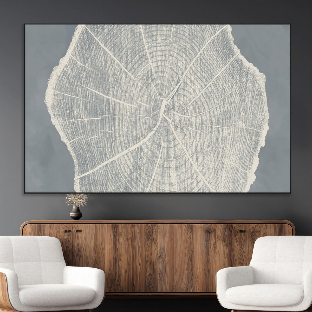 Abstract Tree Ring Wall Art Canvas Print, Framed and Ready to Hang