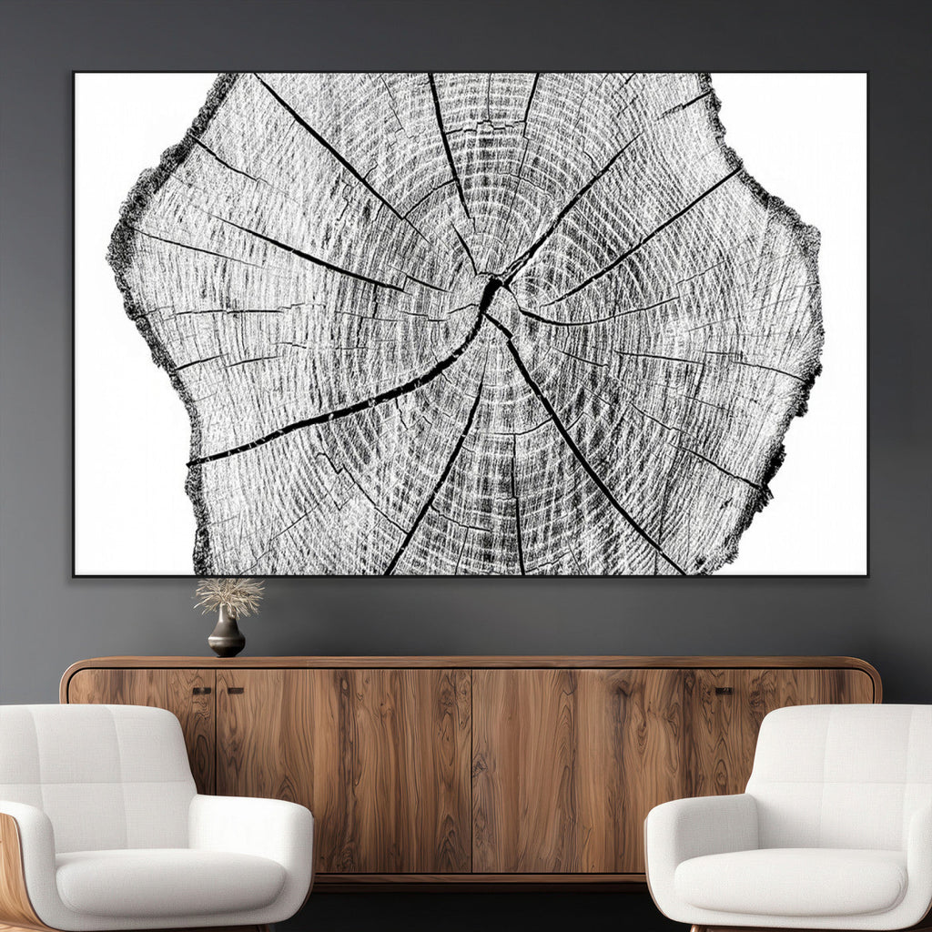 Rustic Tree Ring Wall Art Canvas Print, Framed and Ready to Hang