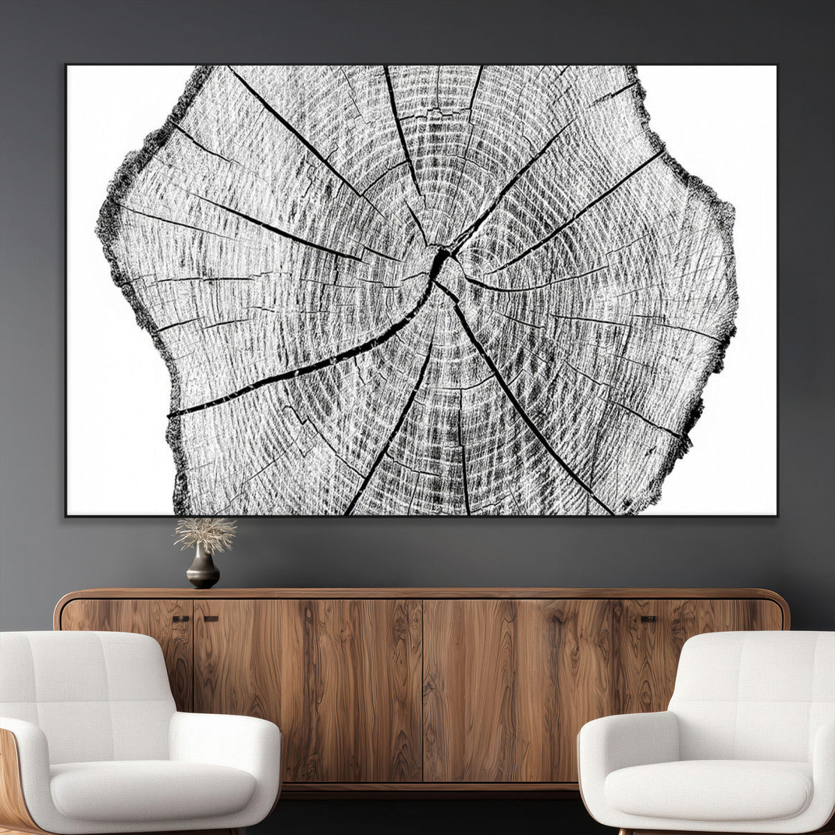 Rustic Tree Ring Wall Art Canvas Print, Framed and Ready to Hang