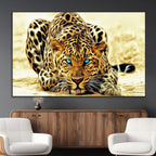 Blue-Eyed Leopard Canvas Wall Art, Framed Animal Print, Fierce and Bold Decor for Living Rooms