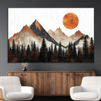 Modern Abstract Mountain Canvas Wall Art Print