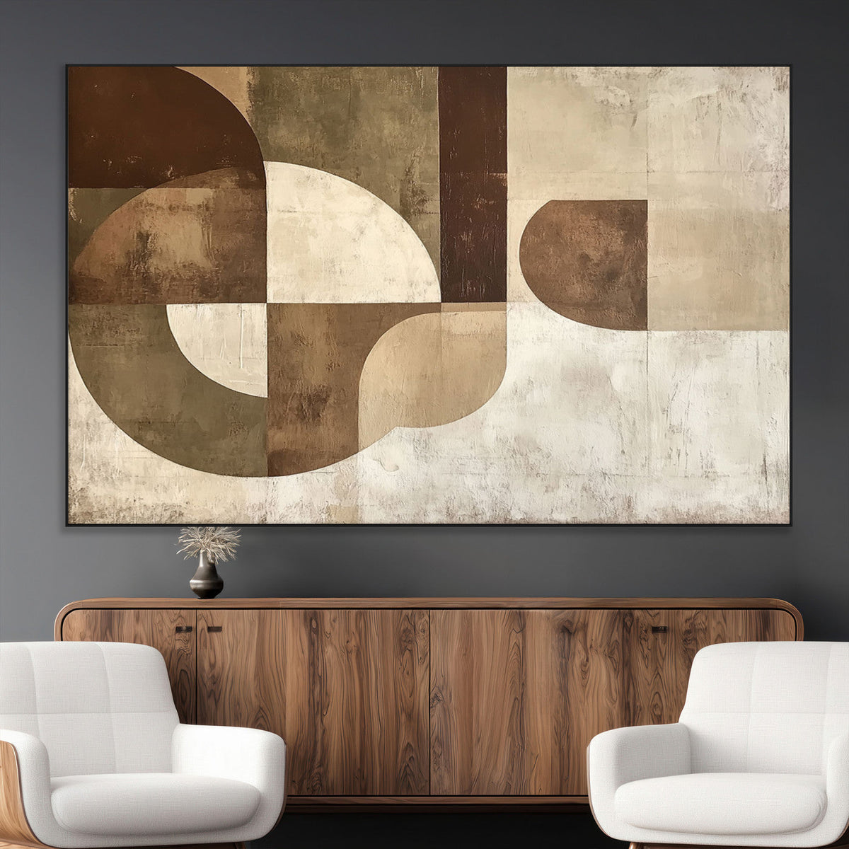 Wabi Sabi Geometric Wall Art | Abstract Modern Minimalist Canvas Print