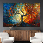 Yggdrasil Tree of Life Mosaic Stained Glass Wall Art Canvas Print
