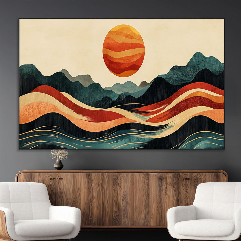 Mountain Triptych Wall Art Canvas Print | Western Boho Pine Tree Nature Print