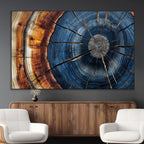Framed Abstract Tree Ring Wall Art Print, Natural Rustic Wood Grain Canvas Print