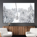 Snowy Ski Lift Wall Art | Framed Winter Mountain Canvas
