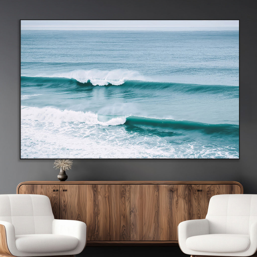 Ocean Swell Wall Art Canvas Print, Framed Surf Waves and Blue Water Scene