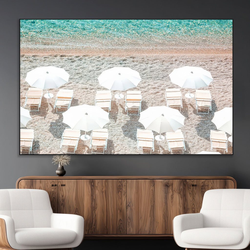 Calm Beach Wall Art | Framed Turquoise Water Canvas Artwork