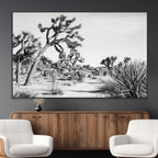 Joshua Tree Wall Art | Black & White Canvas Print, Nature Serenity Decor