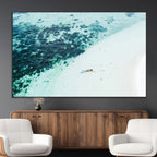 Minimal Beach Wall Art | Framed Ocean Swimming Canvas