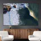 Ocean Wave Wall Art | Aerial Coastal View Canvas Artwork