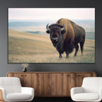Bison Wall Art Canvas Print, Framed American Buffalo Rustic Western Artwork