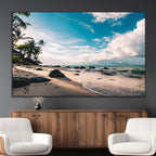 Tropical Beach Wall Art Canvas Print, Framed Ocean Waves Relaxing Seascape