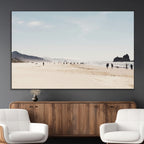 Minimalist Beach Wall Art Canvas Print, Framed Coastal Serenity Soft Sand