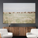Bison Herd Wall Art Canvas Print, Framed Western Ranch Nature Scene