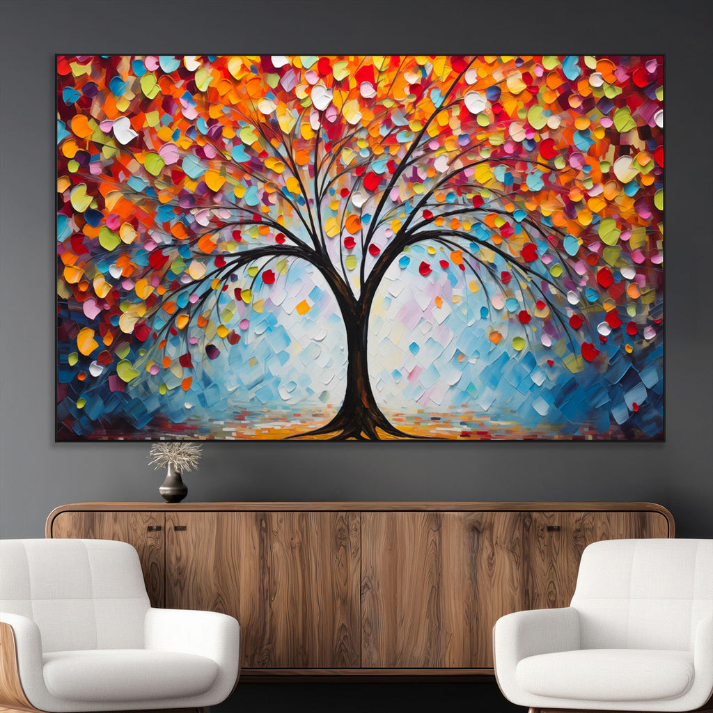 Vibrant Tree of Life Canvas Wall Art | Colorful Abstract Nature