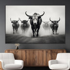 Texas Longhorn Wall Art Canvas Print, Framed Speckled Cow