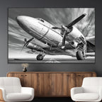 Vintage Airplane on Runway Canvas Print