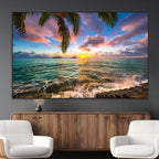 Framed Tropical Sunset Art Canvas Print