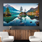 Crystal Clear Lake Wall Art | Mountains Wall Art Canvas | 3 Panel Landscape