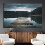 Wooden Bridge Near Lake Wall Art Canvas Print